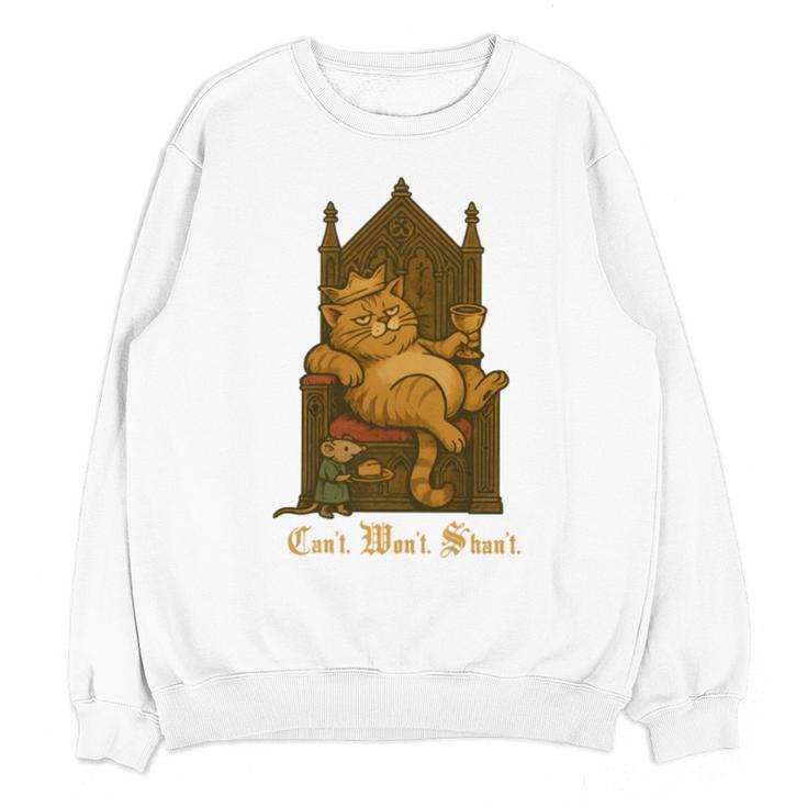 Medieval Cat Sarcastic Queen Lazy King Introvert Kitty Unisex Sweatshirt