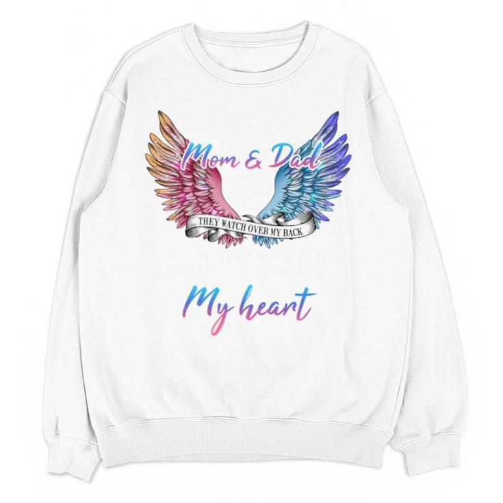 In Memory Of Mom Dad In Heaven Guardian Angel Wings Memorial Unisex Sweatshirt