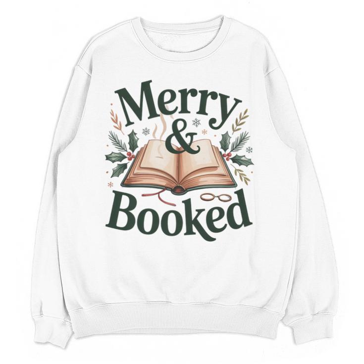 Merry And Booked Holiday Reading Winter Book Lover Premium Tri-Blend Unisex Sweatshirt