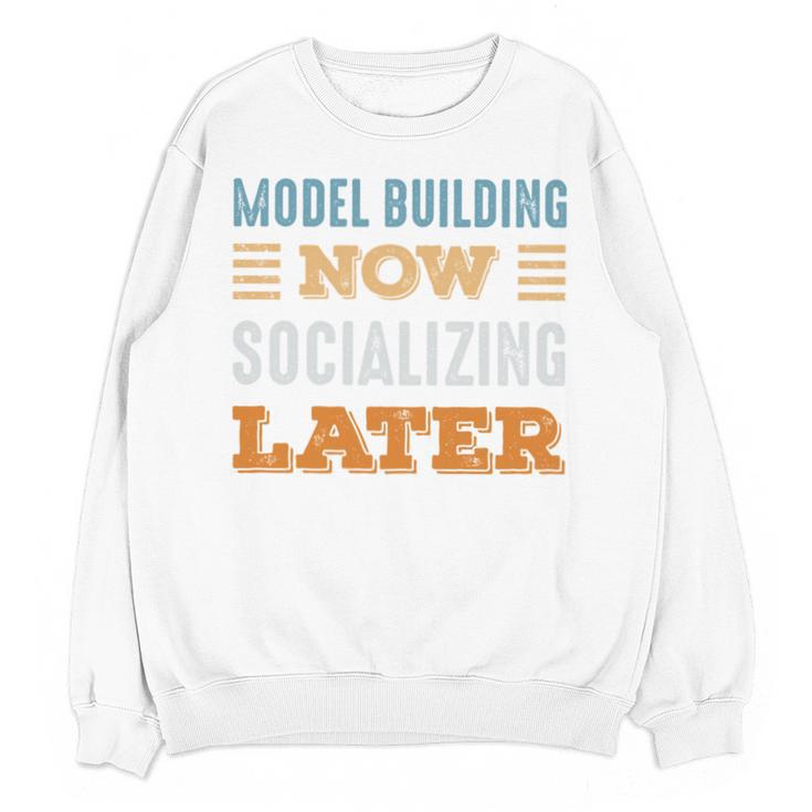 Model Building Now Minimal Socializing Introvert Vintage Unisex Sweatshirt