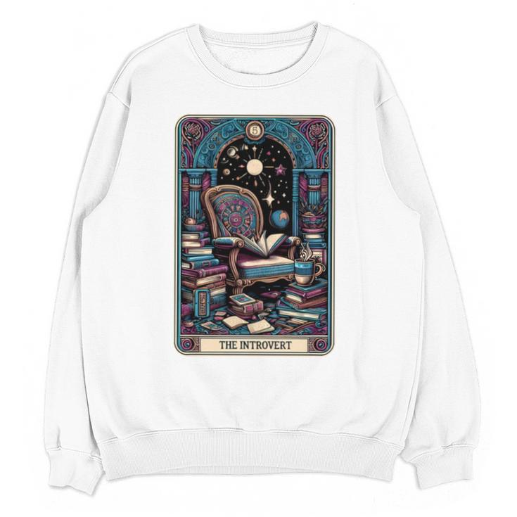 Mystical Library Book Reader The Introvert Tarot Card Unisex Sweatshirt