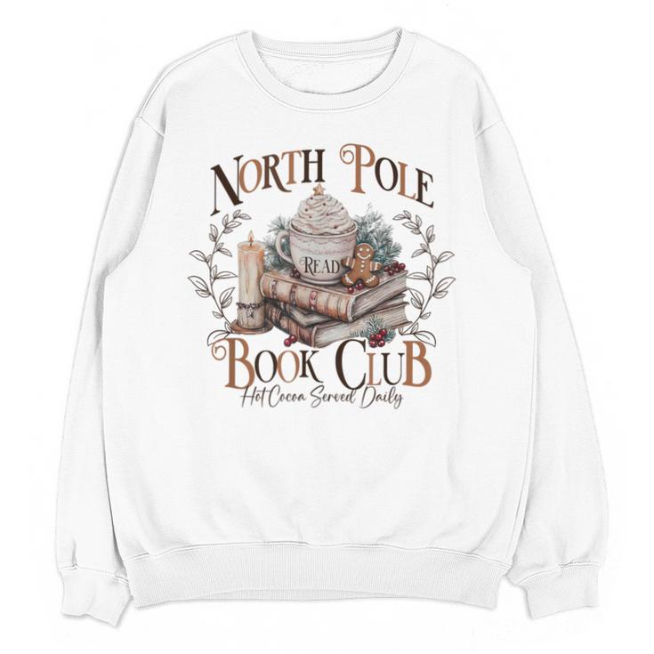 North Pole Book-Club Hot Cocoa Served Daily Christmas Book Unisex Sweatshirt
