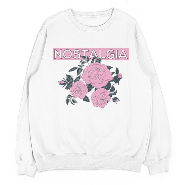 Nostalgia 80s 90s Retro Style Graphics Rose Pink Flower Unisex Sweatshirt