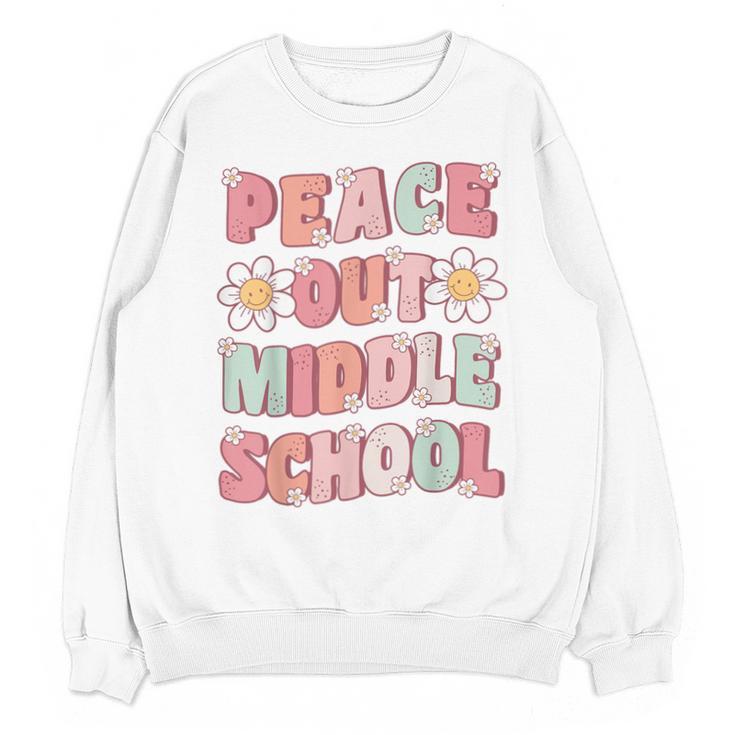 Peace Out Middle School Graduation Groovy Last Day Of School Unisex Sweatshirt