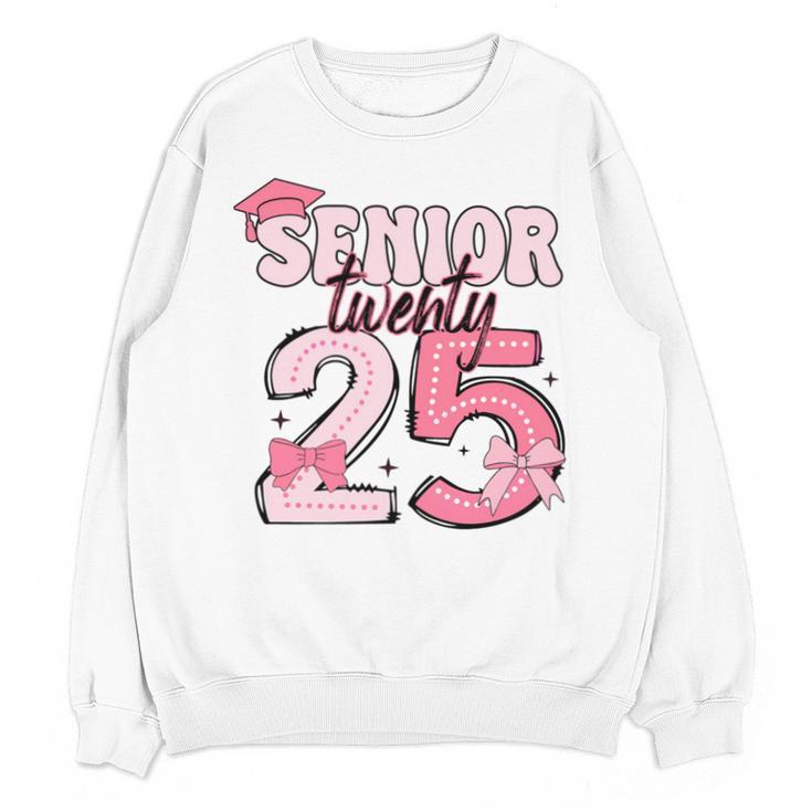 Pink Coquette Bow Senior 2025 Back To School Graduation Girl Unisex Sweatshirt