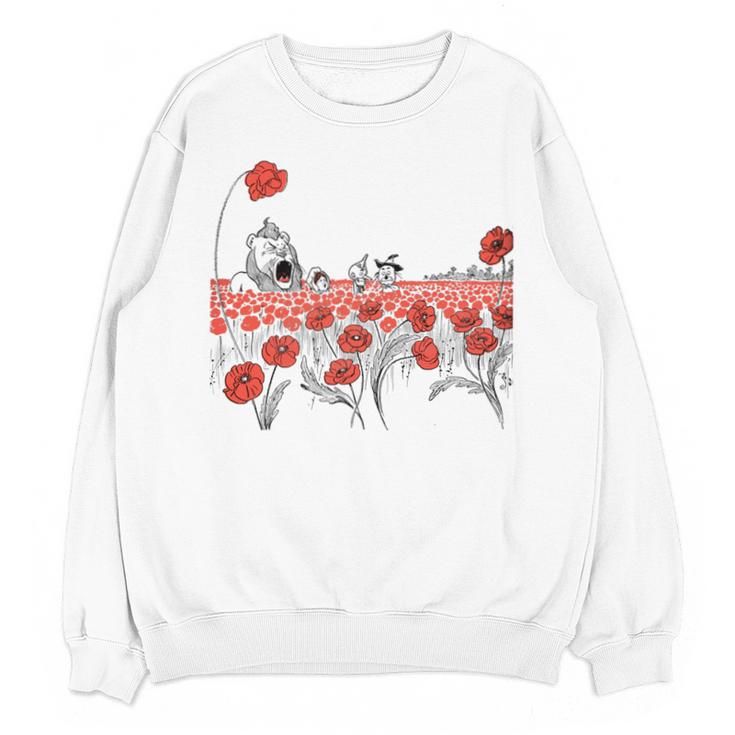 Poppy Field Wizard Of Oz Cowardly Brave Lion Book Unisex Sweatshirt