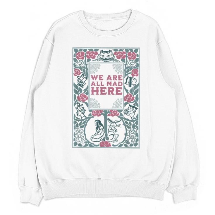 Puddin Threads Cheshire Cat Alice In Wonderland Vintage Book Adults Small Short Sleeve Classic Fit Unisex Sweatshirt