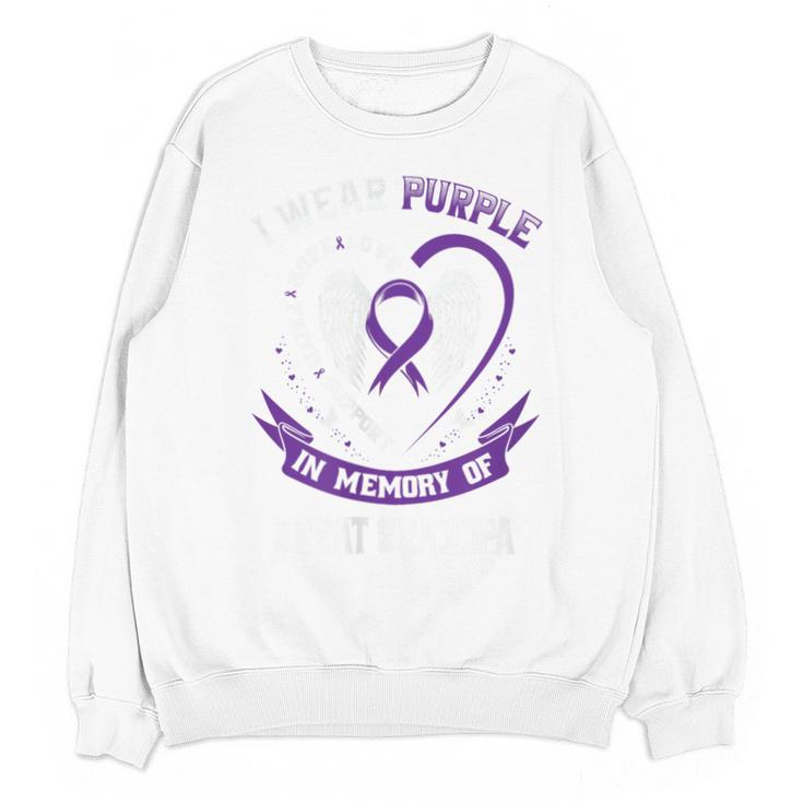 Purple In Memory Of My Great Grandpa Alzheimers Back Graphic Unisex Sweatshirt
