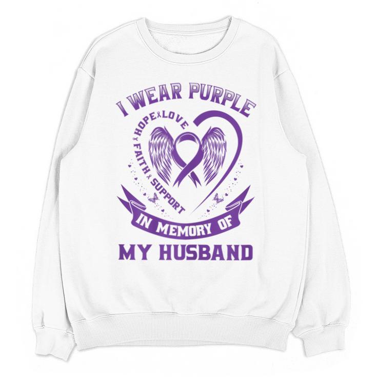 Purple In Memory Of My Husband Pancreatic Cancer Awareness Unisex Sweatshirt