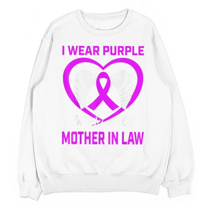 Purple In Memory Of Mother In Law Alzheimers Dementia Heart Unisex Sweatshirt