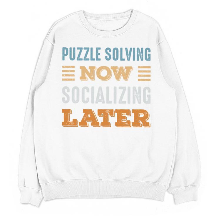 Puzzle Solving Now Minimal Socializing Introvert Vintage Unisex Sweatshirt