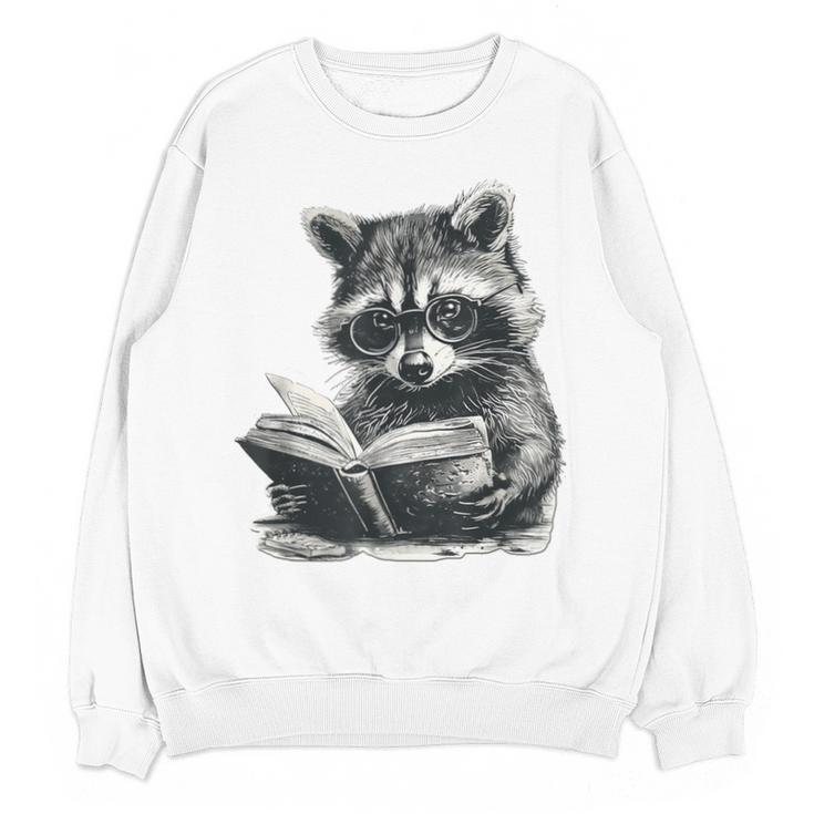 Raccoon With Book Cute Raccoons Reading Books Unisex Sweatshirt