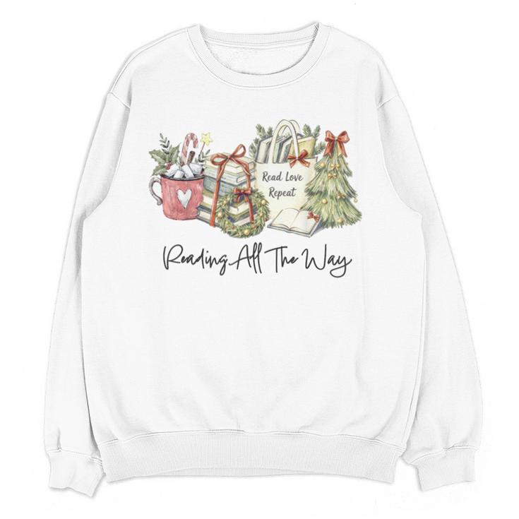 Reading All The Way Christmas Book Lover For Women And Teens Unisex Sweatshirt