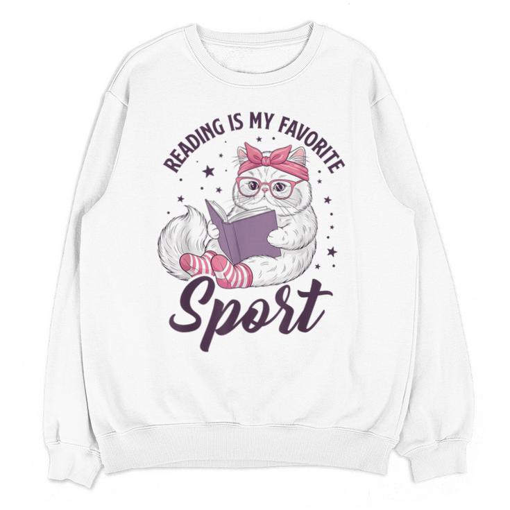 Reading Is My Favorite Sport Saying Cat And Book Lover Unisex Sweatshirt