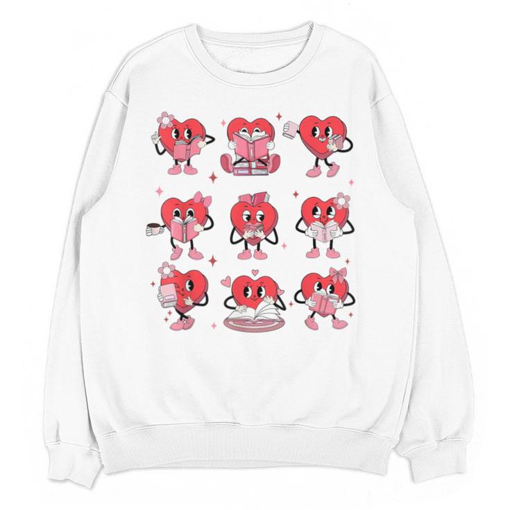 Reading Heart Book Valentines Day Teacher Women Girl Unisex Sweatshirt