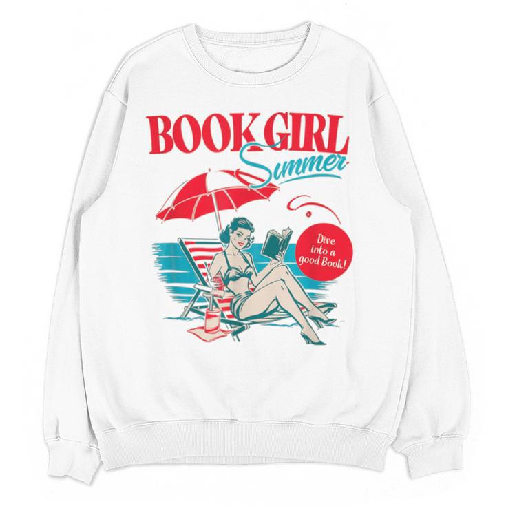 Retro Book Girl Summer For Women Beach Reading Unisex Sweatshirt