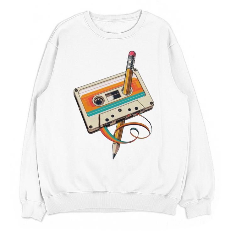 Retro Cassette Tape & Pencil Rewind Nostalgia Party 80s 90s Unisex Sweatshirt