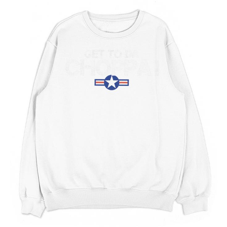 Retro Get To Da Choppa Shirt 80s Movie Nostalgia Tee Premium Tri-Blend Unisex Sweatshirt