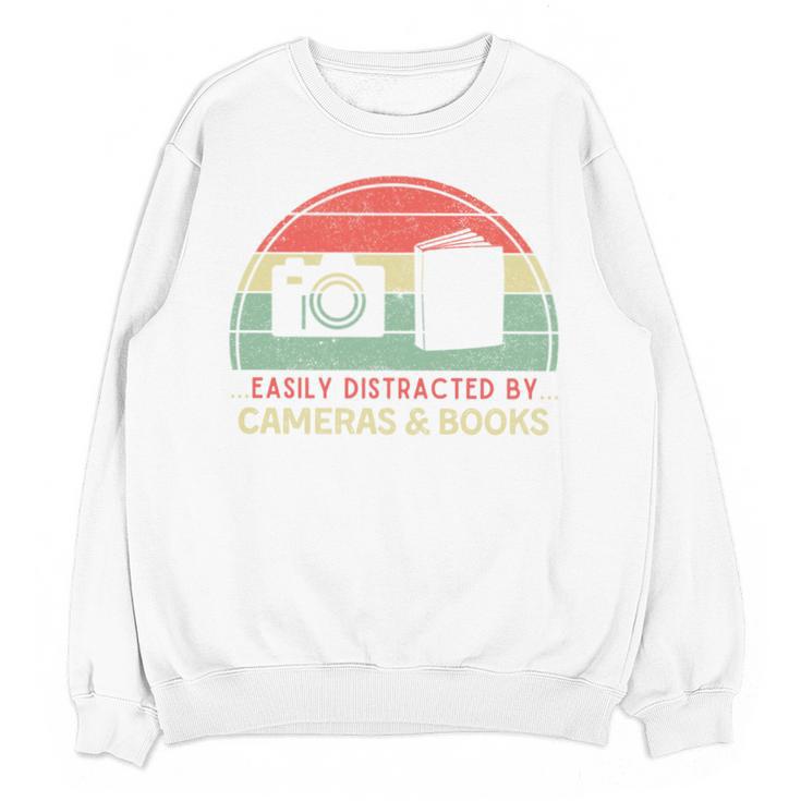 Retro Easily Distracted By Cameras & Books Photography Unisex Sweatshirt