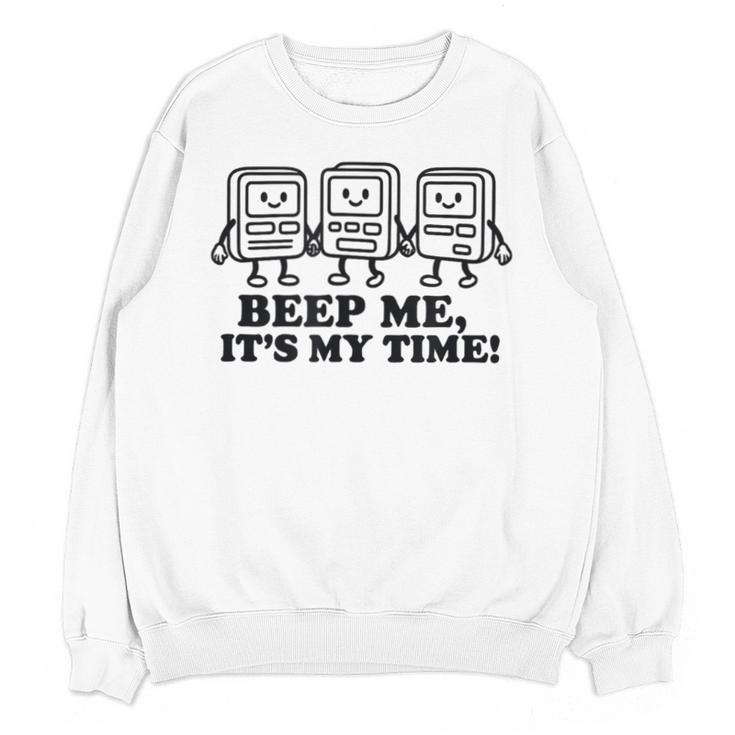 Retro Pager Squad Minimalist Monochrome Cartoon Nostalgia Unisex Sweatshirt