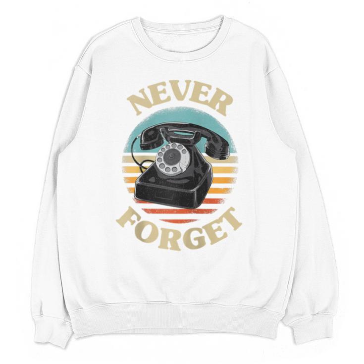 Retro Phone Never Forget Nostalgia Vintage Raglan Baseball Tee Unisex Sweatshirt