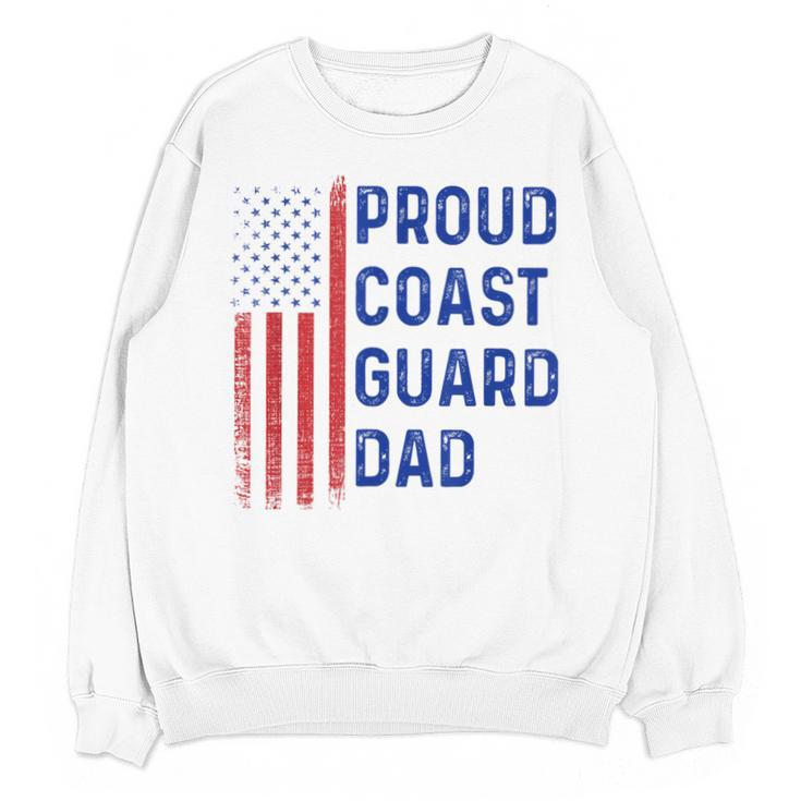Retro Proud Coast Guard Dad Graduation Dad Usa Flag Outfit Unisex Sweatshirt