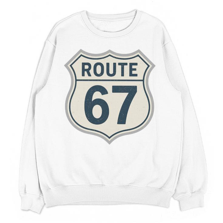 Retro Route 67 Highway Sign Vintage Road Nostalgia Premium Tri-Blend Unisex Sweatshirt