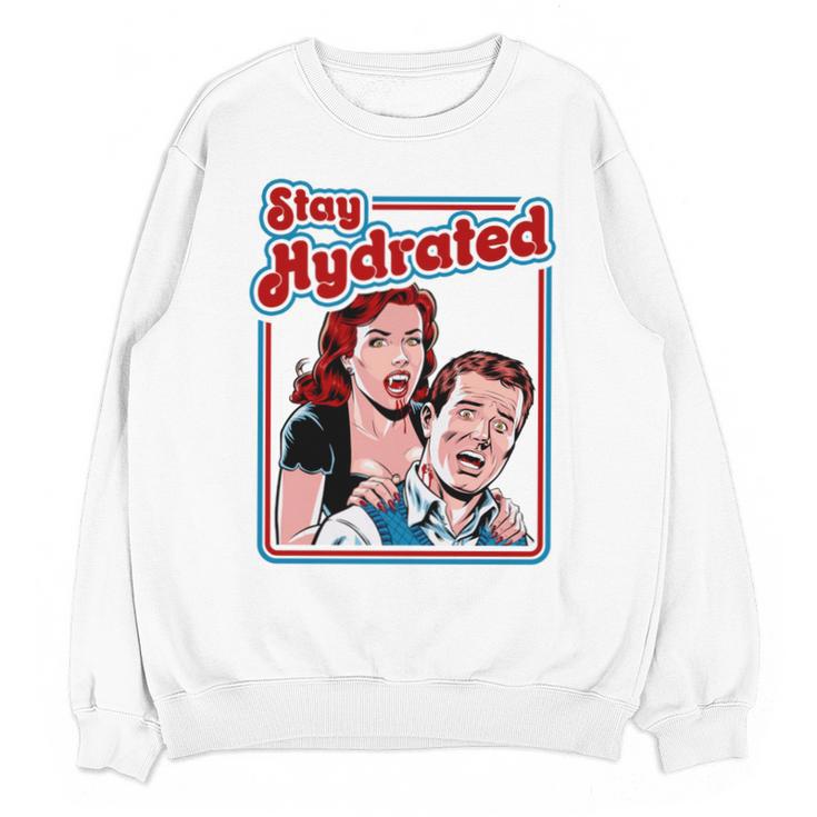Retro Vampire Book Cover Style Stay Hydrated Halloween Unisex Sweatshirt