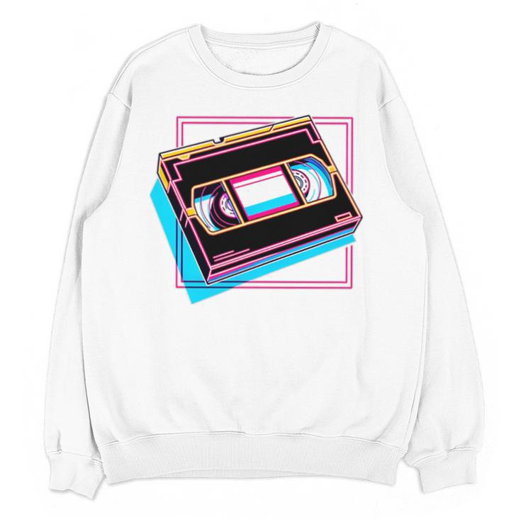 Retro VHS Vaporwave Video Cassette Nostalgia Geek Chic Premium Tri-Blend Unisex Sweatshirt