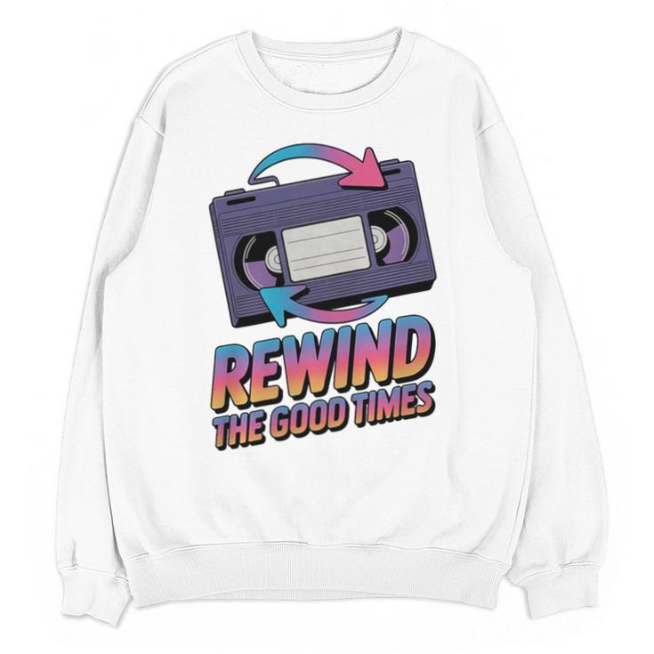 Rewind Good Times Retro VHS Tape Nostalgia 80s 90s Premium Tri-Blend Unisex Sweatshirt