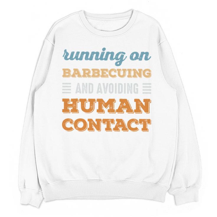 Running On Barbecuing Social Introvert Humor Vintage Unisex Sweatshirt
