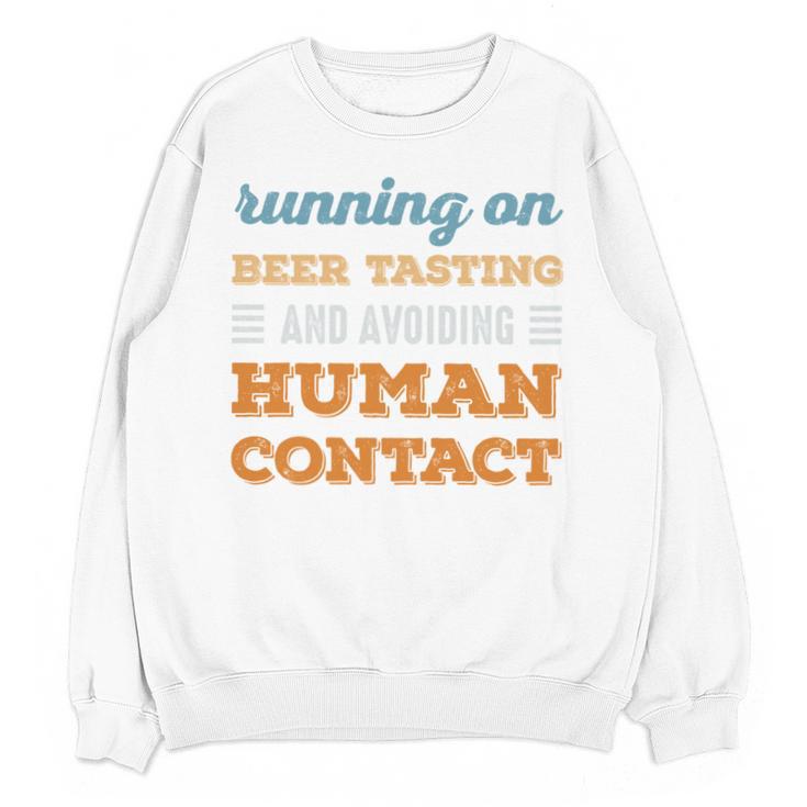 Running On Beer Tasting Social Introvert Humor Vintage Unisex Sweatshirt