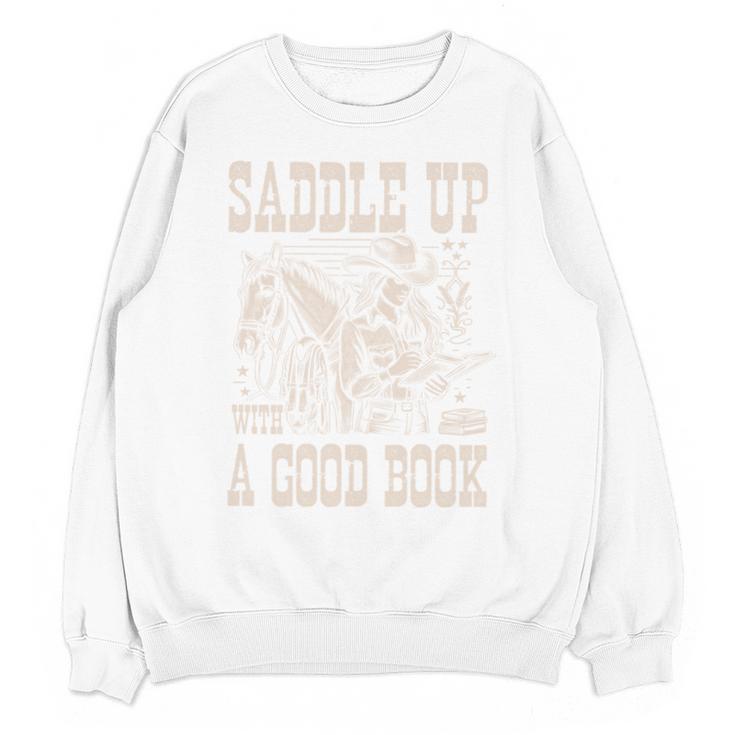 Saddle Up With a Good Book Cowgirl Western Women Vintage Unisex Sweatshirt