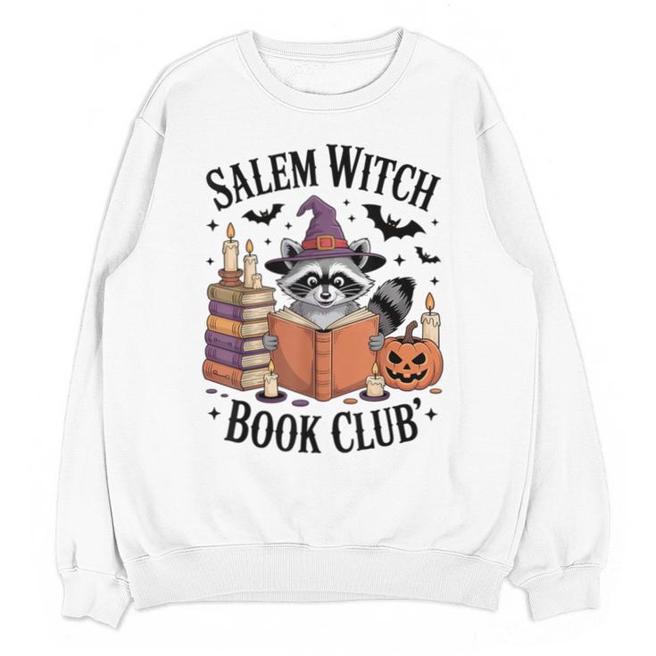Salem WItch Book Club Halloween Raccoon Witch Reading Book Unisex Sweatshirt