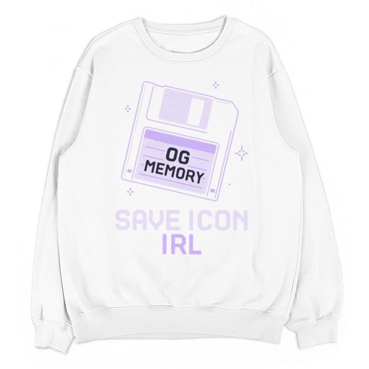 Save Icon IRL Retro Tech Humor Floppy Disk 90s Nostalgia Unisex Sweatshirt