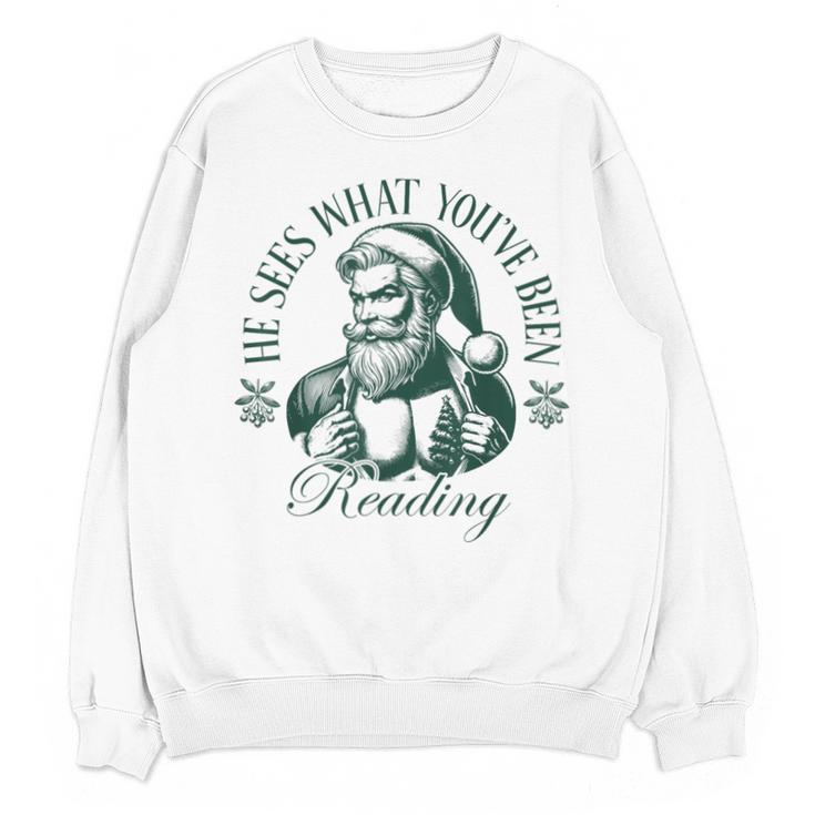 He Sees What You'Ve Been Reading Bookish Christmas Unisex Sweatshirt