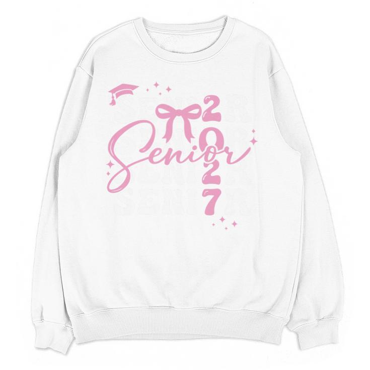 Senior 2027 Class Of 2027 Coquette Pink Bow Graduation 2027 Premium Tri-Blend Unisex Sweatshirt
