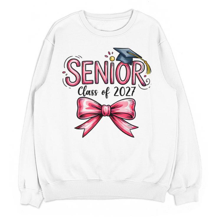 Senior Class Of 2027 Coquette Pink Bow Graduation 2027 Girls Unisex Sweatshirt