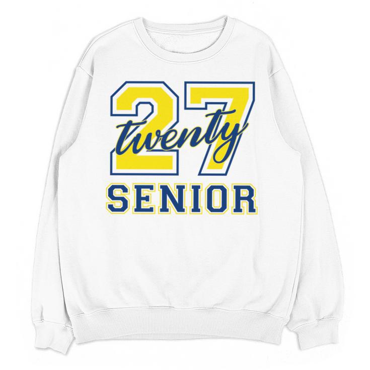 Senior Class Of 2027 Graduation Yellow And Blue On The Back Premium Tri-Blend Unisex Sweatshirt