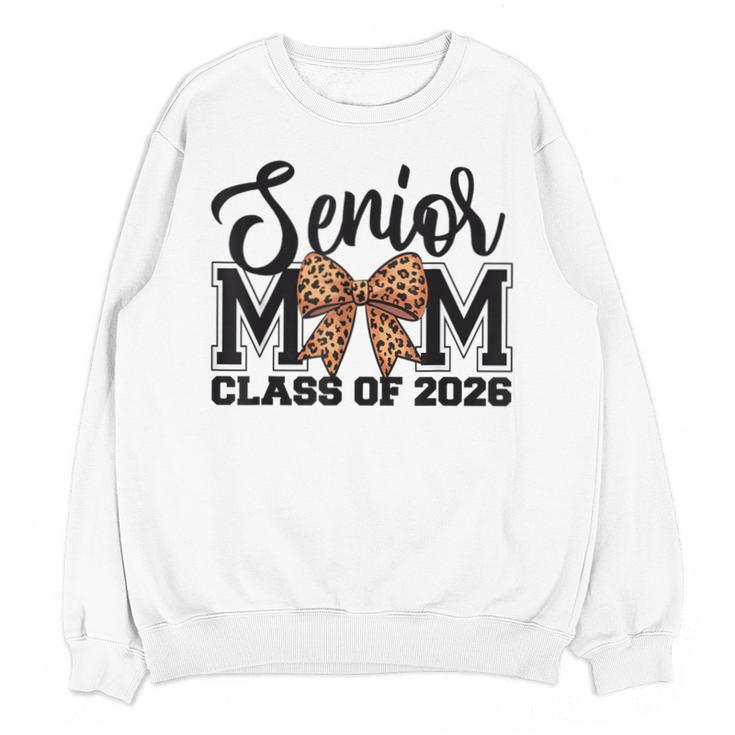 Senior Mom Class Of 2026 Graduation Leopard Coquette Bow Unisex Sweatshirt