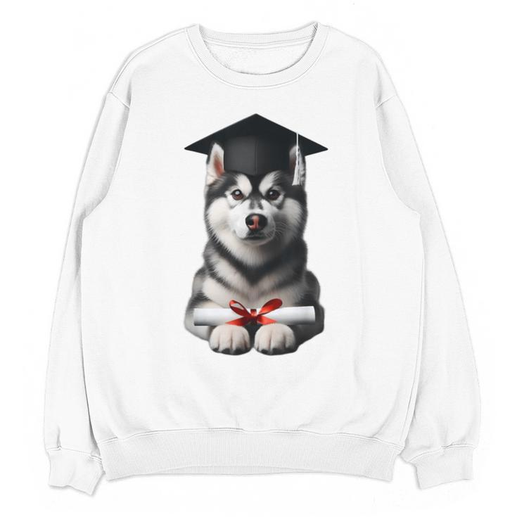 Siberian Husky Dog Graduation Cap Training School Graduate Men Women Kids Unisex Sweatshirt