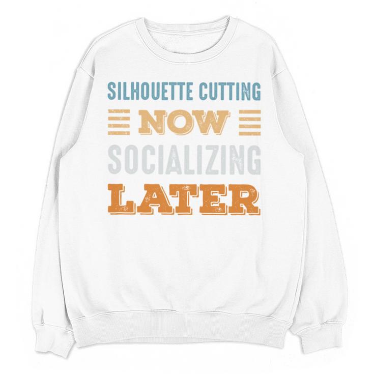 Silhouette Cutting Now Minimal Socializing Introvert Unisex Sweatshirt
