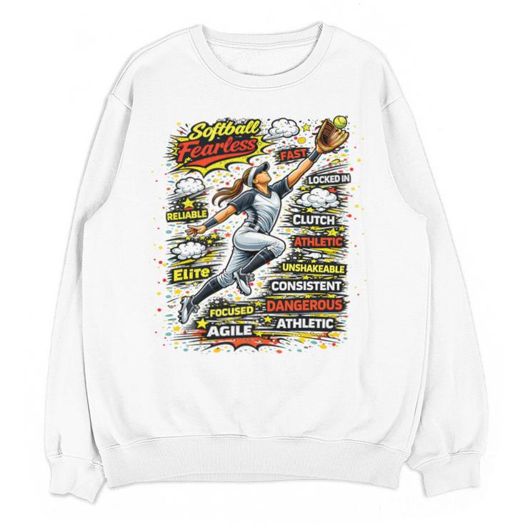 Softball Outfielder Best Traits Brave Retro Comic Book Art Premium Tri-Blend Unisex Sweatshirt