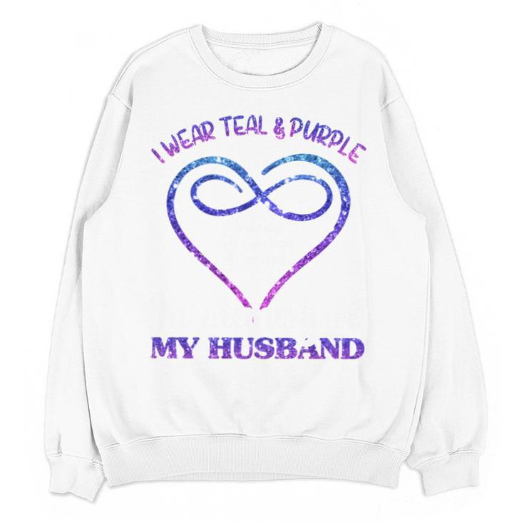 Suicide Prevention Shirt Teal & Purple In Memory Of Husband Unisex Sweatshirt