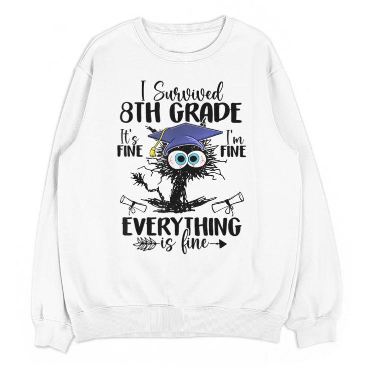 I Survived 8th Grade Graduated  Cat Graduation Unisex Sweatshirt