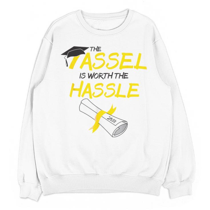Tassel Worth The Hassle 2018 Graduation Quote Ylw Unisex Sweatshirt