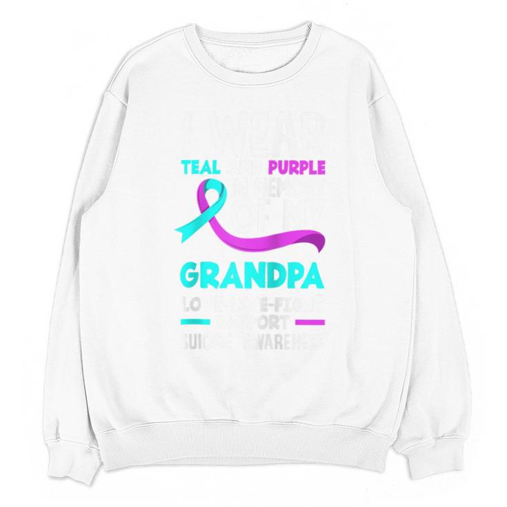 Teal & Purple In Memory Of My Grandpa Suicide Prevention Raglan Baseball Tee Unisex Sweatshirt