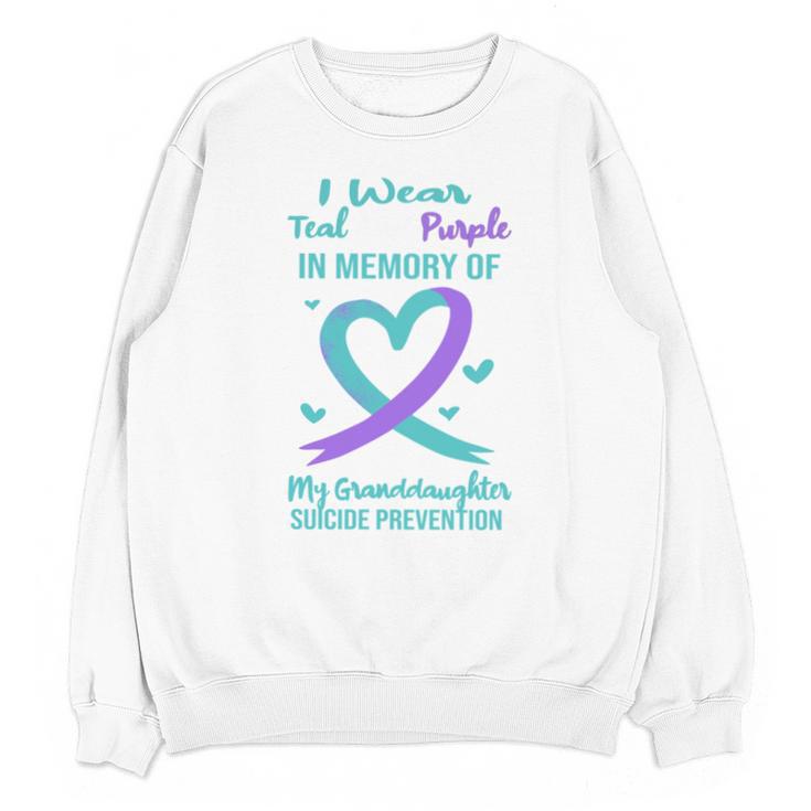 Teal Purple Memory Granddaughter Suicide Prevention Ribbon Unisex Sweatshirt