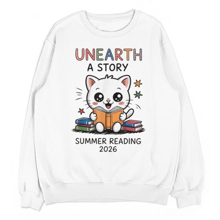 Unearth a Story Cute Kitten Summer Reading 2026 Cat Book Unisex Sweatshirt