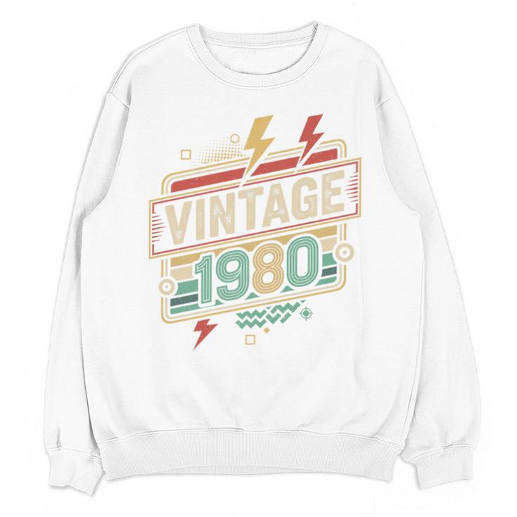 Vintage 1980 Retro Badge Decade Nostalgia Graphic Emblem Premium Tri-Blend Unisex Sweatshirt